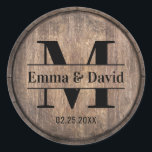 Sticker Rond Monogramme Mariage Rustic Grange Bois<br><div class="desc">Stickers en bois de grange rustique Mariage Monogramme.</div>