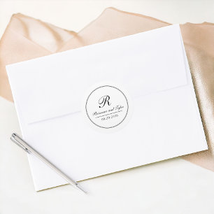 Sticker Rond Monogramme Mariage traditionnel simple et élégant