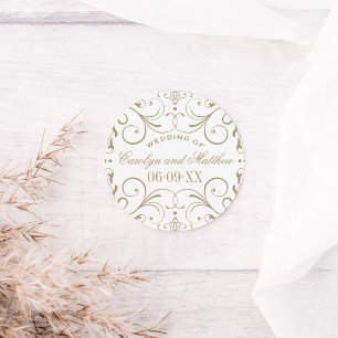 Sticker Rond Monogramme Mariage vintage d'or