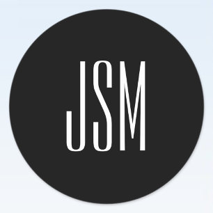 Sticker Rond Monogramme, marque ou nom commercial   Noir & Blan