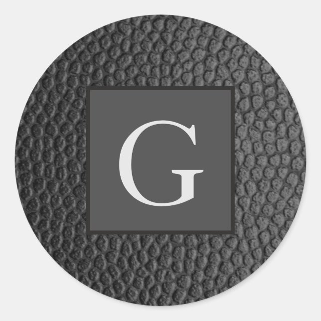Sticker Rond Monogramme Meilleur homme Groomsman Black Leather  (Devant)