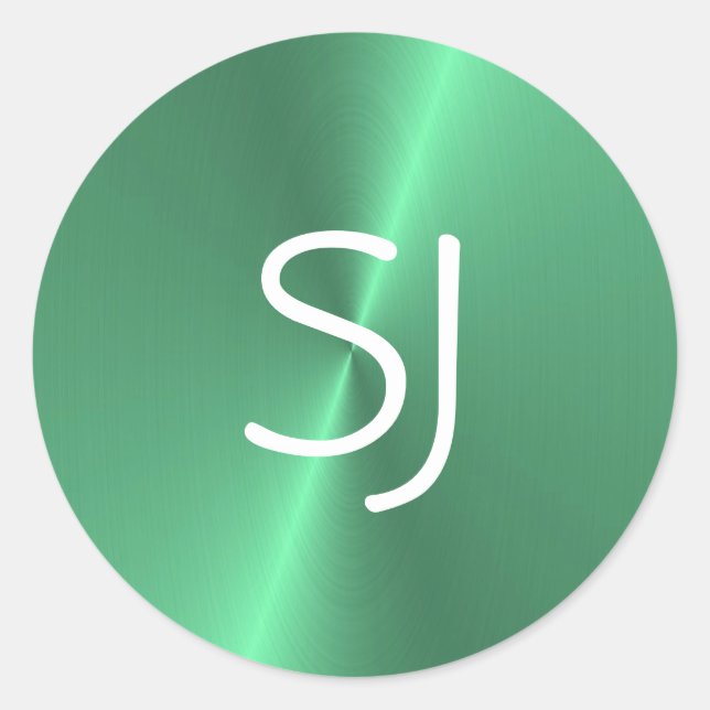 Sticker Rond Monogramme métallique vert brillant (Devant)