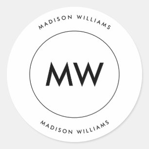 Sticker Rond Monogramme minimal du client