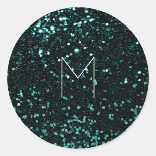 Sticker Rond Monogramme minimal métallique de Parties scintilla