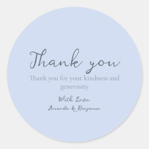 Sticker Rond Monogramme minimaliste Mariage Beau Bleu Merci