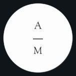 Sticker Rond Monogramme minimaliste Mariage noir chic<br><div class="desc">Monogramme minimaliste Tendance Chic Typographie Mariage Classic Round Sticker en noir et blanc</div>