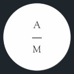 Sticker Rond Monogramme minimaliste Mariage noir chic<br><div class="desc">Monogramme minimaliste Tendance Chic Typographie Mariage Classic Round Sticker en noir et blanc</div>