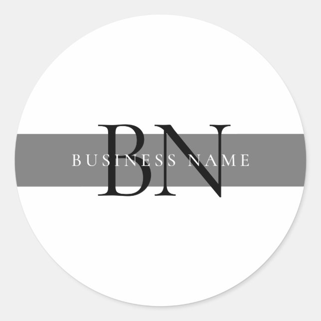 Sticker Rond Monogramme minimaliste moderne gris noir professio (Devant)