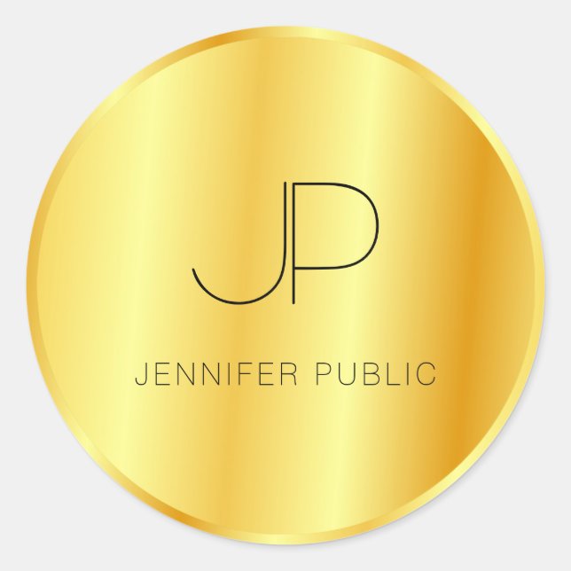Sticker Rond Monogramme Modèle tendance Faux Gold Look (Devant)