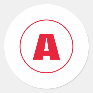 Sticker Rond Monogramme Moderne Élégant Lettre Initiale Rouge B