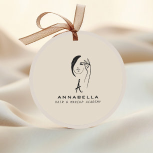 Sticker Rond Monogramme moderne Femme Visage Art