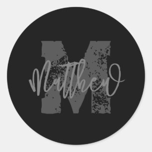 Sticker Rond Monogramme Moderne Garçon Retour À L'École