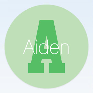 Sticker Rond Monogramme Moderne Gras Vert Pâle et Kelly