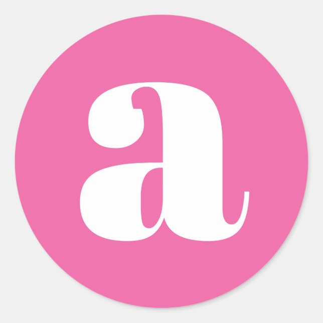 Sticker Rond Monogramme Moderne Initiale Lettre Rose Chaud Colo (Devant)
