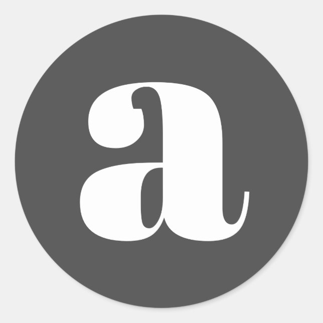 Sticker Rond Monogramme Moderne Lettre Initiale Classique Noir  (Devant)