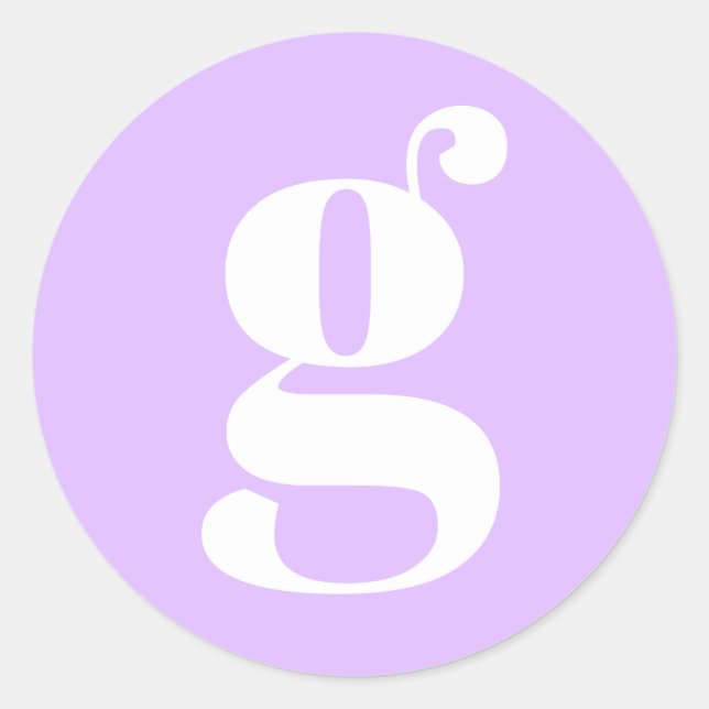 Sticker Rond Monogramme Moderne Lettre Initiale Lavande Pastel (Devant)