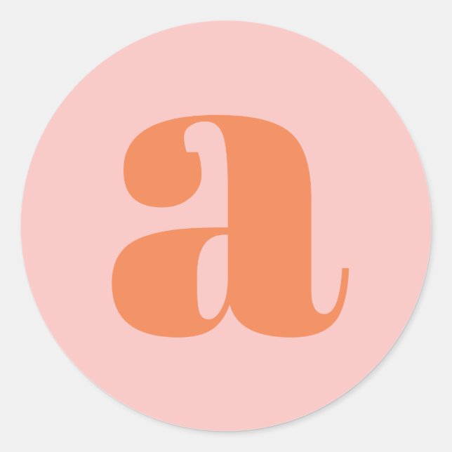 Sticker Rond Monogramme Moderne Lettre Initiale Rose Orange Pas (Devant)