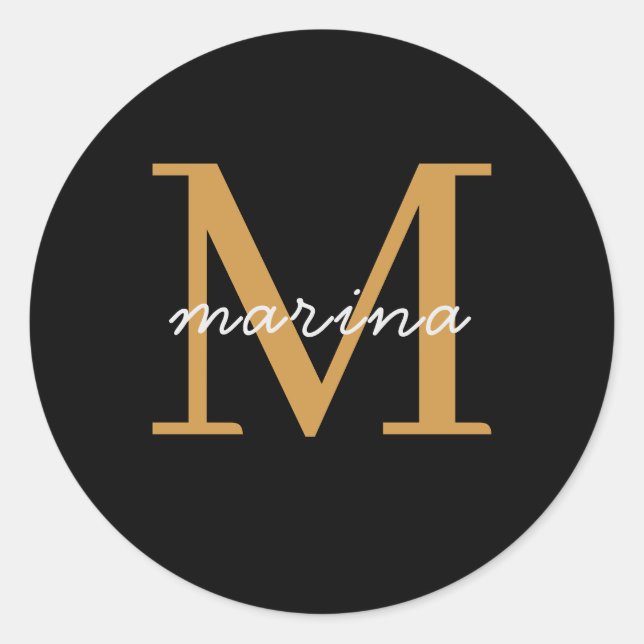 Sticker Rond monogramme moderne personnalisé (Devant)