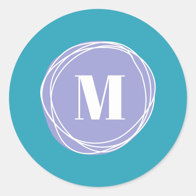 Sticker Rond Monogramme moderne simple (Devant)