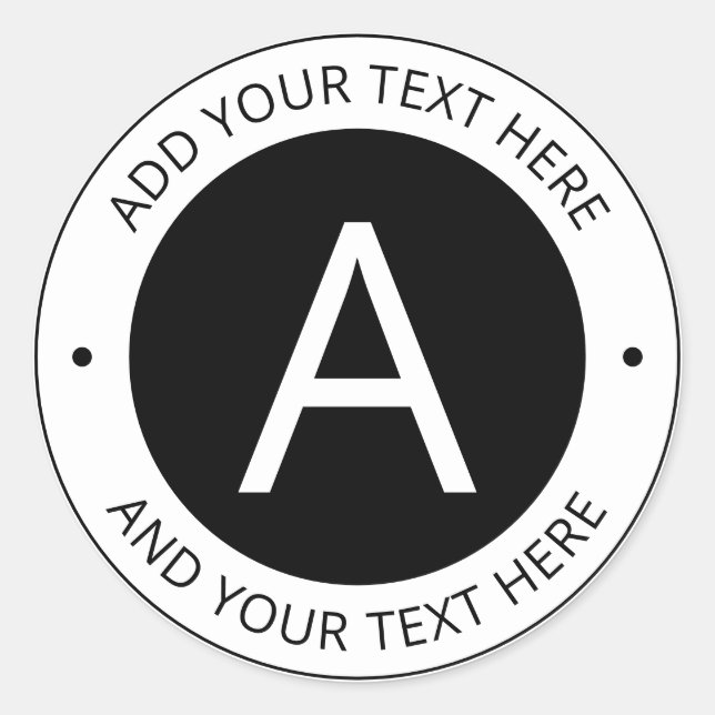 Sticker Rond Monogramme moderne style logo noir/blanc (Devant)