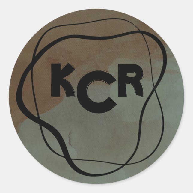 Sticker Rond Monogramme Moody Dark Side of the Moon Doodle (Devant)