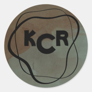 Sticker Rond Monogramme Moody Dark Side of the Moon Doodle