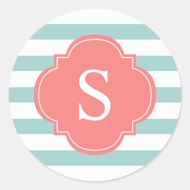 Sticker Rond Monogramme Motif de la pointe de corail (Devant)