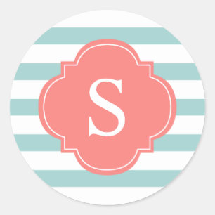 Sticker Rond Monogramme Motif des pintes de corail