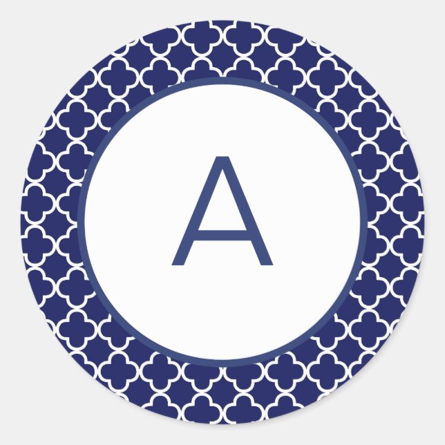 Sticker Rond Monogramme Motif Quatrefoil (Devant)
