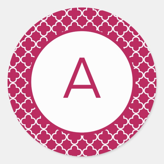 Sticker Rond Monogramme Motif Quatrefoil (Devant)