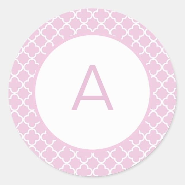 Sticker Rond Monogramme Motif Quatrefoil (Devant)