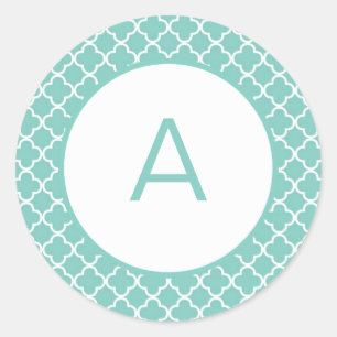 Sticker Rond Monogramme Motif Quatrefoil