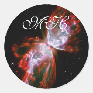 Sticker Rond Monogramme, Nébuleuse du papillon, Constellation d