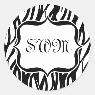 Sticker Rond Monogramme noir/blanc Funky Zebra