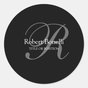 Sticker Rond Monogramme noir blanc gris
