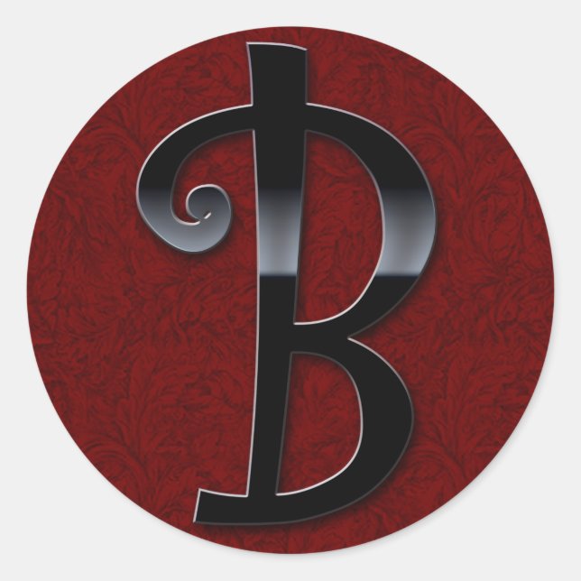 Sticker Rond Monogramme noir brillant - B (Devant)
