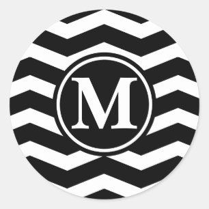 Sticker Rond Monogramme noir de Chevron