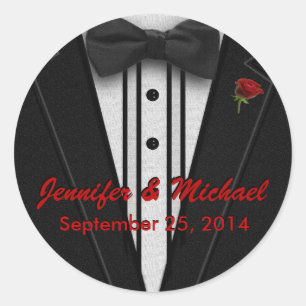 Sticker Rond Monogramme noir de cravate de costume et d'arc