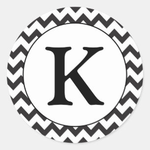 Sticker Rond Monogramme noir et blanc Chevron
