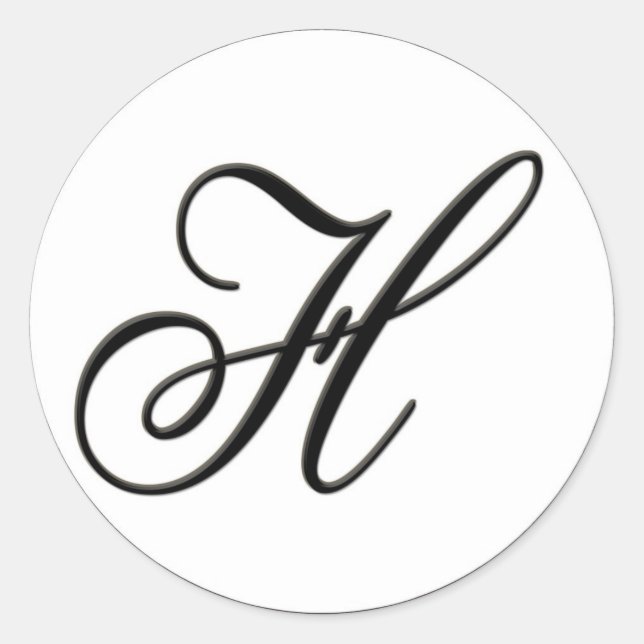 Sticker Rond Monogramme noir et blanc élégant H (Devant)