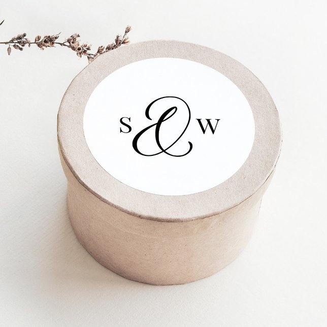 Sticker Rond Monogramme noir et blanc Esperluette | Luxe Mariag (Créateur téléchargé)