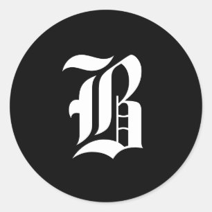 Sticker Rond Monogramme noir et blanc initial B