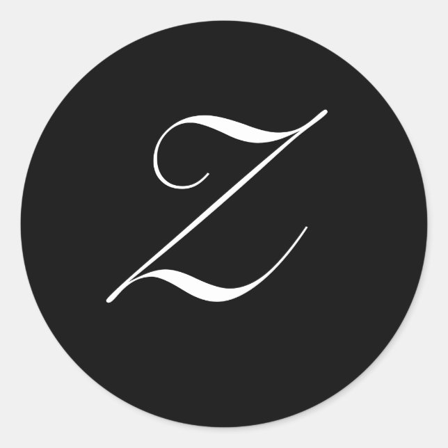 Sticker Rond Monogramme noir et blanc Sceau initial "Z" (Devant)