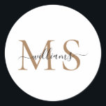 Sticker Rond Monogramme noir et or Nom Mariage Classic Round S<br><div class="desc">Monogramme noir et or Nom Sticker rond classique.</div>