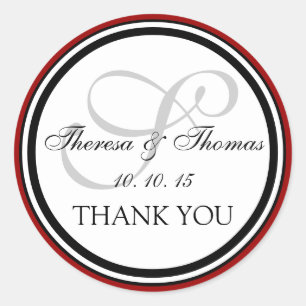 Sticker Rond Monogramme noir foncé S Merci Mariage