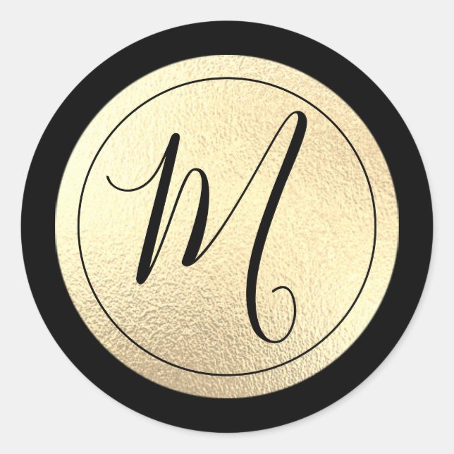 Sticker Rond Monogramme noir Gold Foil (Devant)
