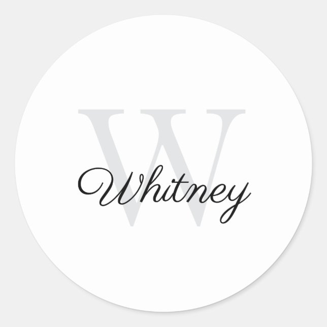 Sticker Rond Monogramme Nom Gris Noir (Devant)