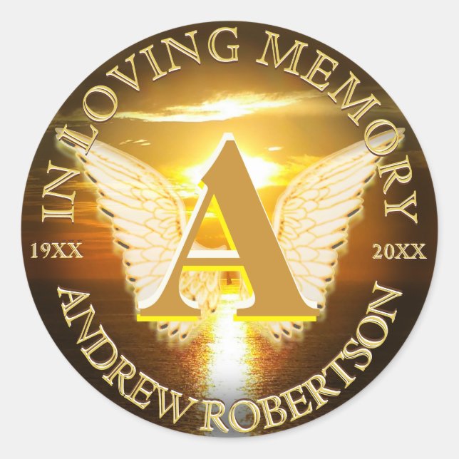 Sticker Rond Monogramme océanique du coucher du soleil (Devant)