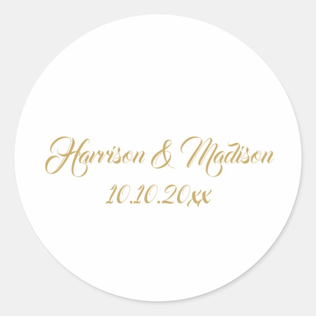 Sticker Rond Monogramme or calligraphie personnalisée mariage f (Devant)
