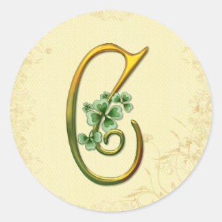 Sticker Rond Monogramme or irlandais C